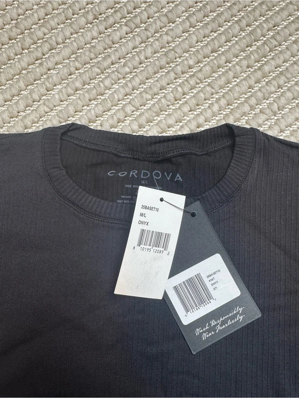 Cordova Ski Base Layers Thermal Long Sleeve Top Only NWT Size M/L Medium Black